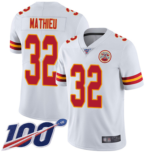 Men Kansas City Chiefs #32 Mathieu Tyrann White Vapor Untouchable Limited Player 100th Season Football Nike NFL Jersey